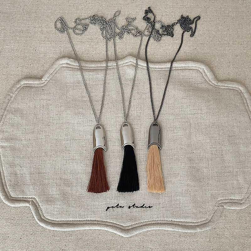 Fringed Tassel Pendant Necklace — necklace, view 2