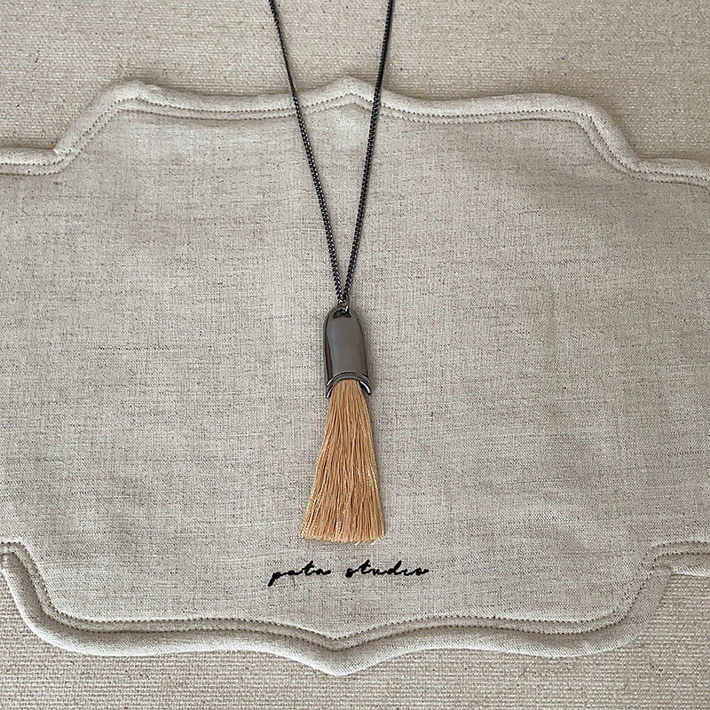 Fringed Tassel Pendant Necklace — necklace, view 3