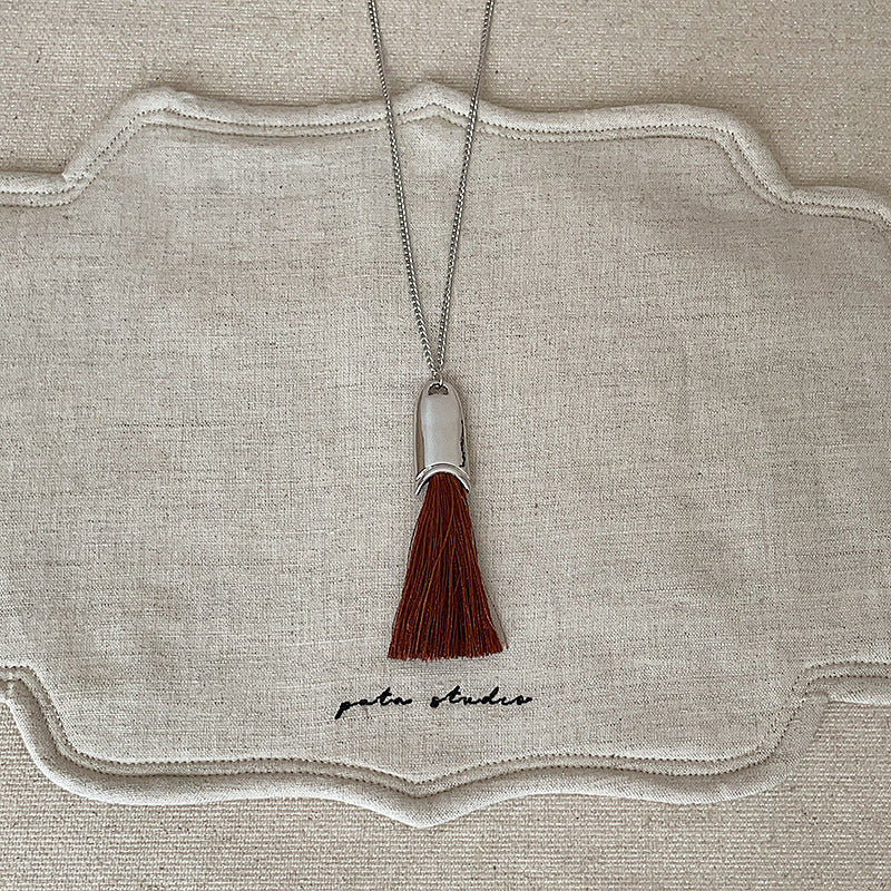 Fringed Tassel Pendant Necklace — necklace, view 4