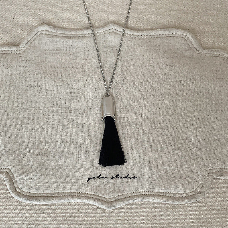 Fringed Tassel Pendant Necklace — necklace, view 5