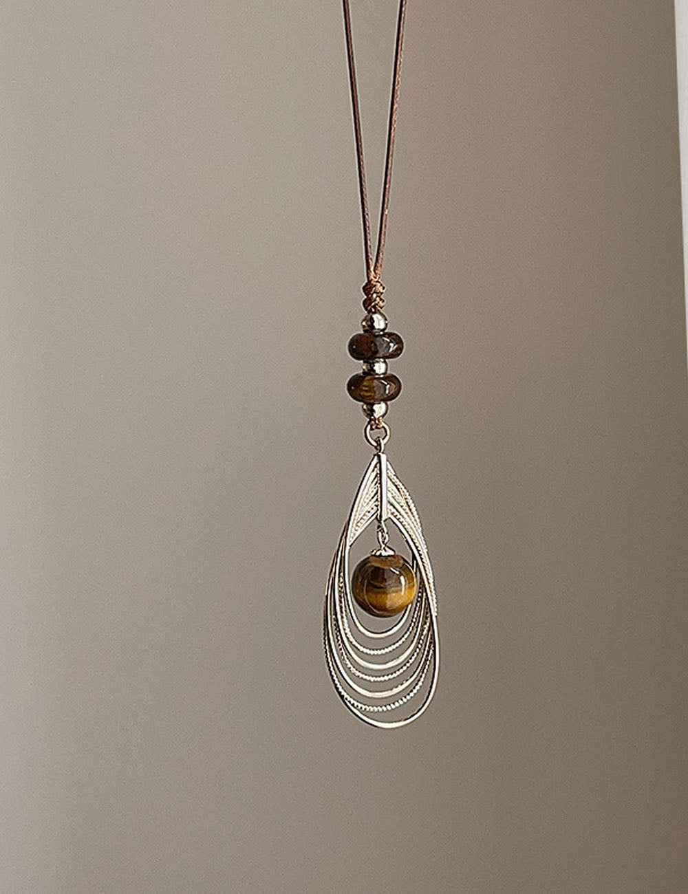 Braided Feather Pendant Necklace — silver necklace