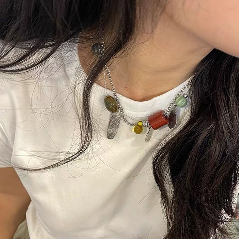 Silver Tassel Chain Necklace — silver necklace, view 4