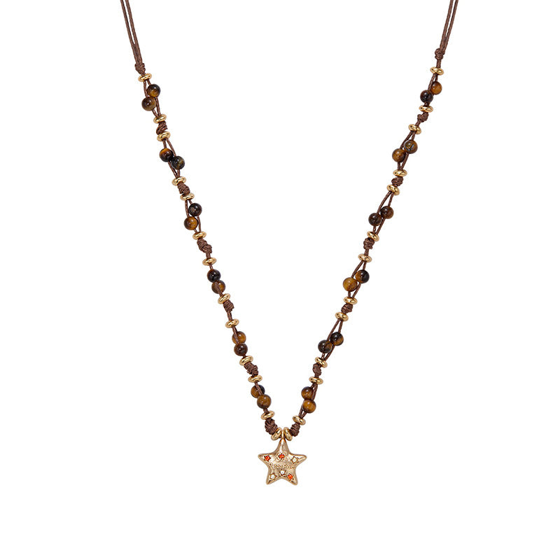 Fine Beaded Star Pendant Necklace — necklace, view 2