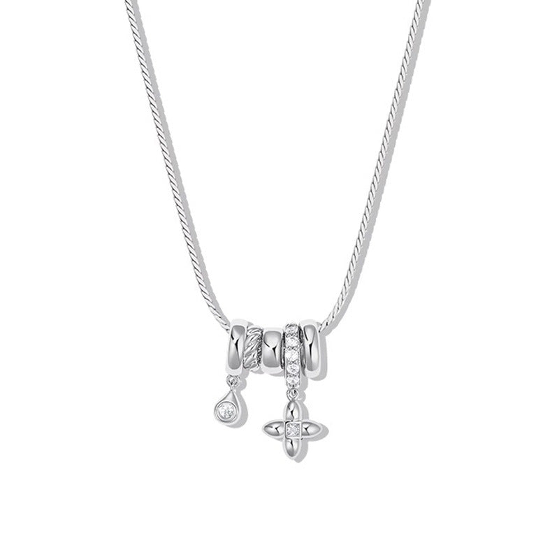 Clover Pendant Tassel Necklace — necklace, view 3