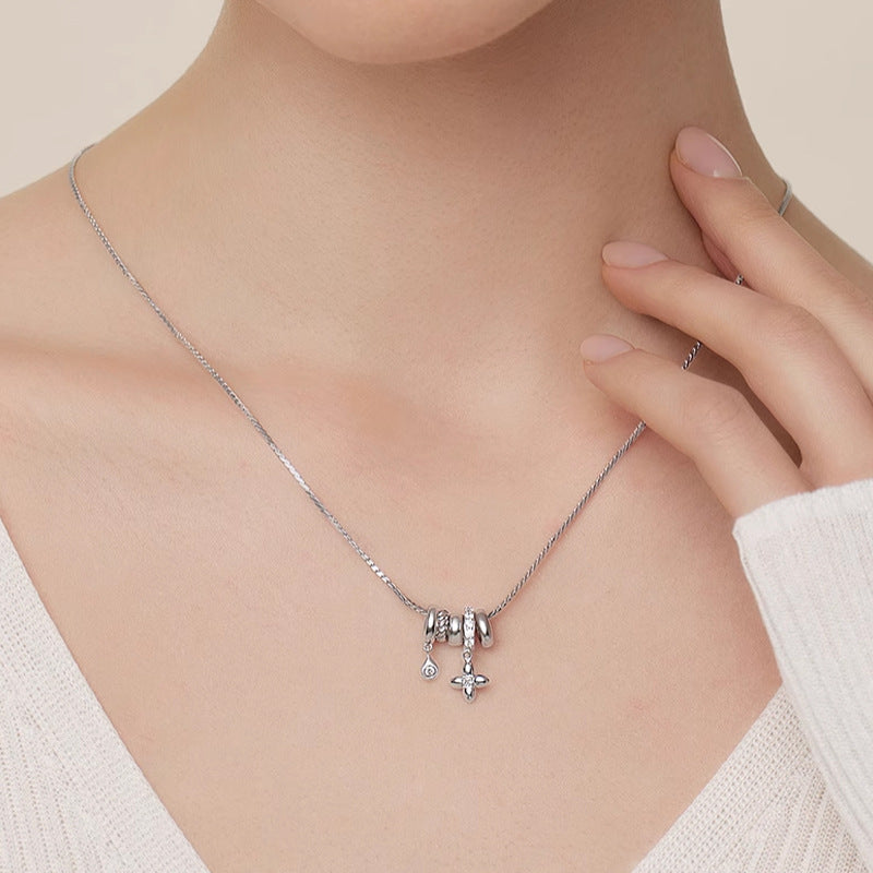 Clover Pendant Tassel Necklace — necklace, view 5