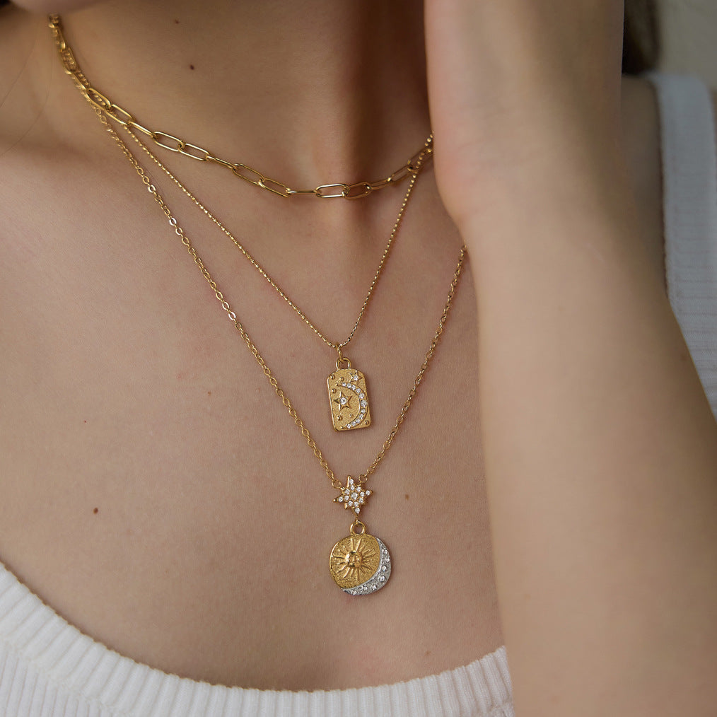 Sunflower Disc Choker Necklace — gold necklace, view 3