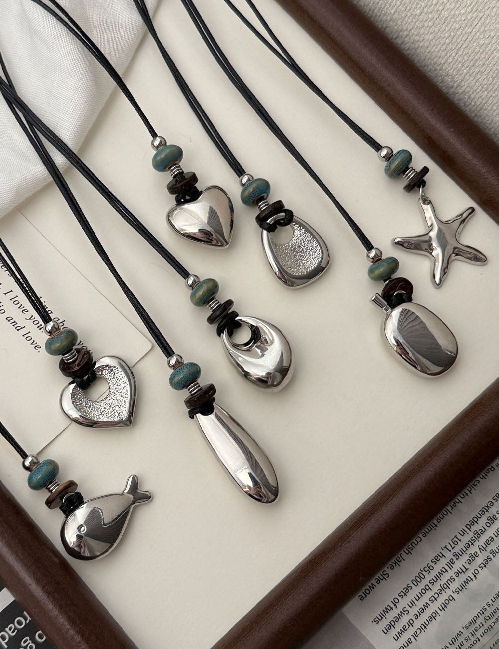 Beaded Heart Pendant Necklace — necklace