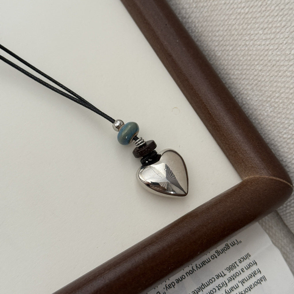 Beaded Heart Pendant Necklace — necklace, view 8