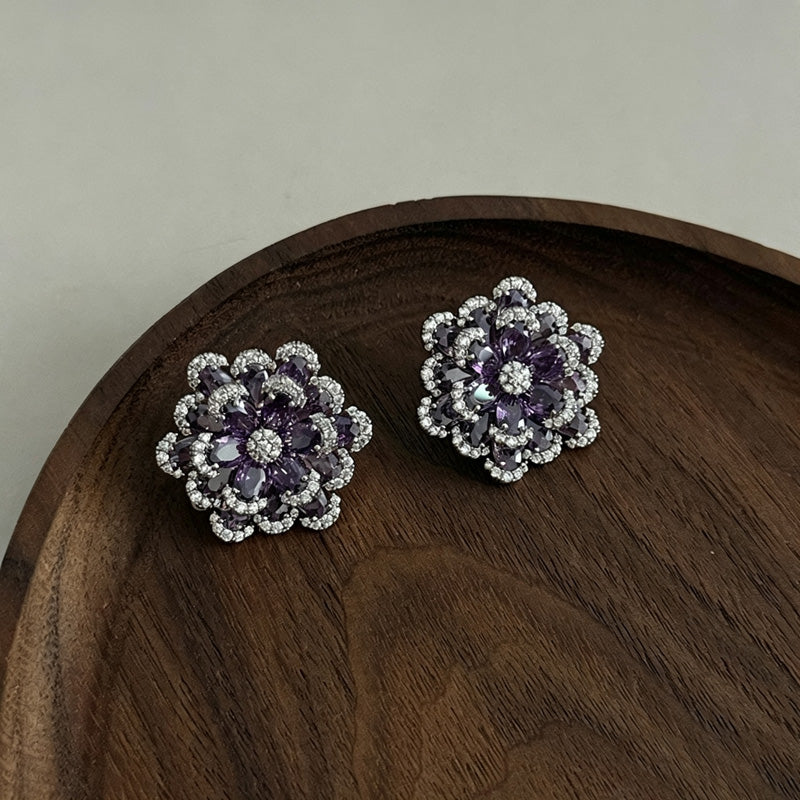 Rhinestone Floral Dangle Earrings — earrings, view 5