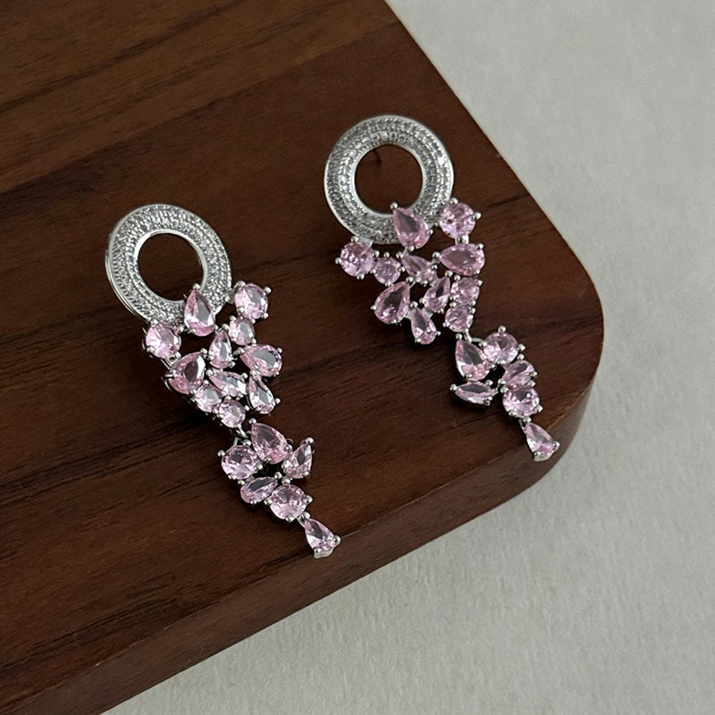 Rhinestone Floral Dangle Earrings — earrings, view 10