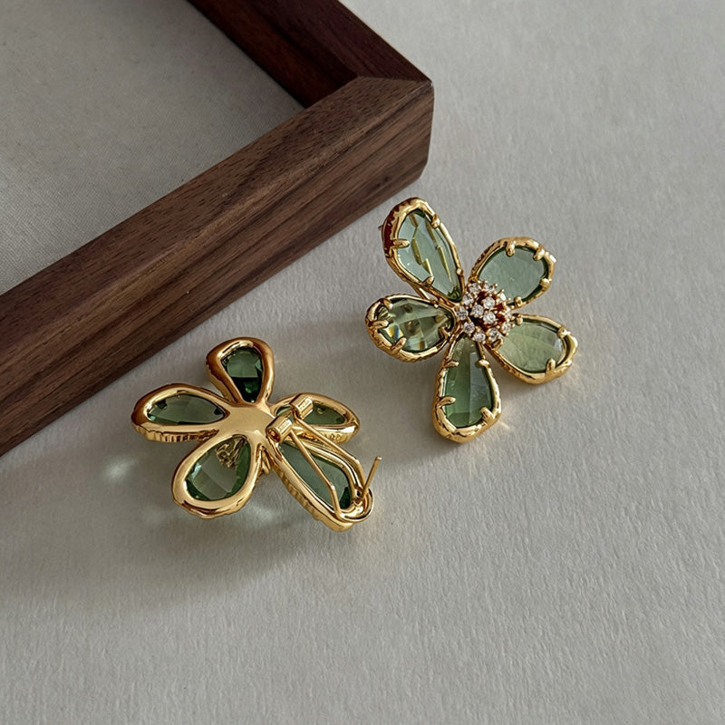 Rhinestone Floral Dangle Earrings — earrings, view 14