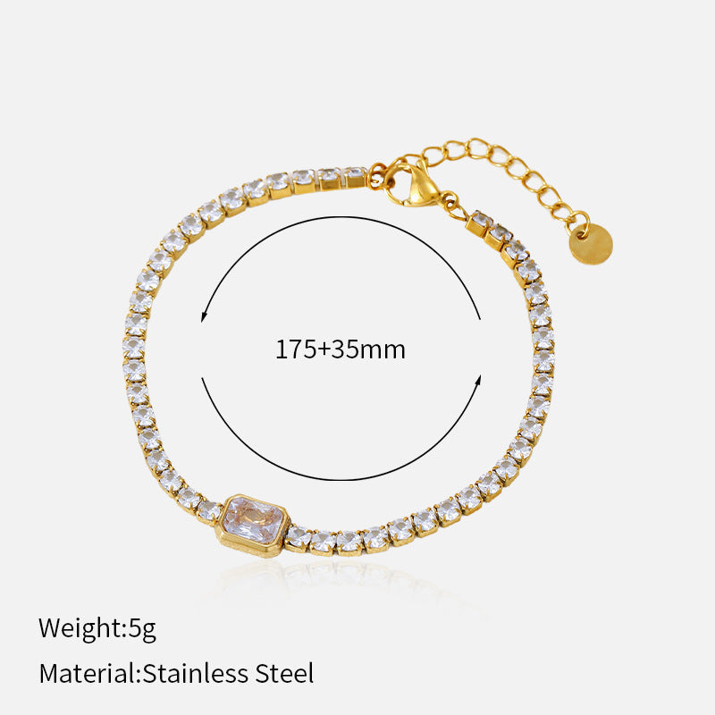 Rhinestone Heart Pendant Bracelet — gold bracelet, view 8