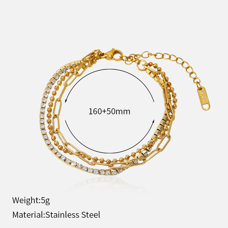 Rhinestone Heart Pendant Bracelet — gold bracelet, view 9