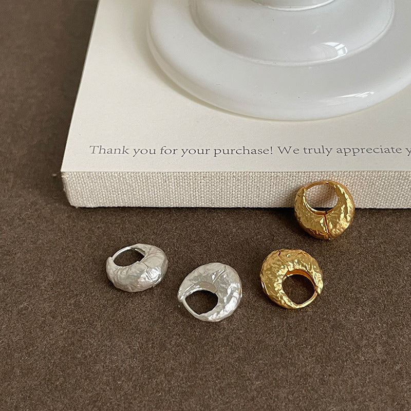 Textured Circle Hoop Earrings — earrings, view 3