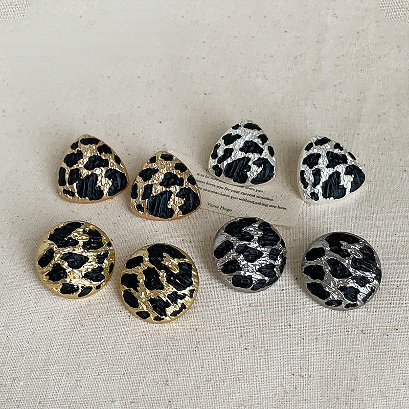 Leopard Print Stud Earrings — earrings, view 3