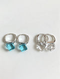 Blue Cube Dangle Hoop Earrings — earrings