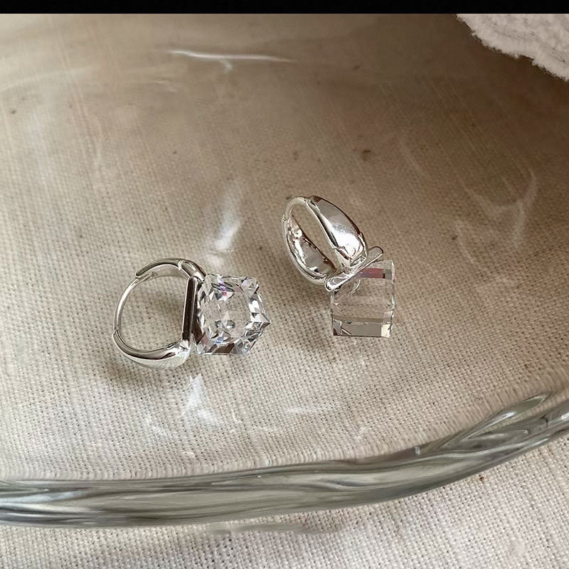 Blue Cube Dangle Hoop Earrings — earrings, view 6
