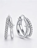 Cubic Zirconia Starburst Hoop Earrings — silver earrings