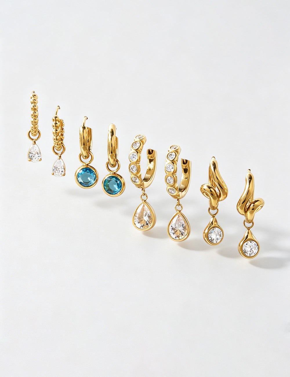 Cubic Zirconia Teardrop Hoop Earrings — earrings