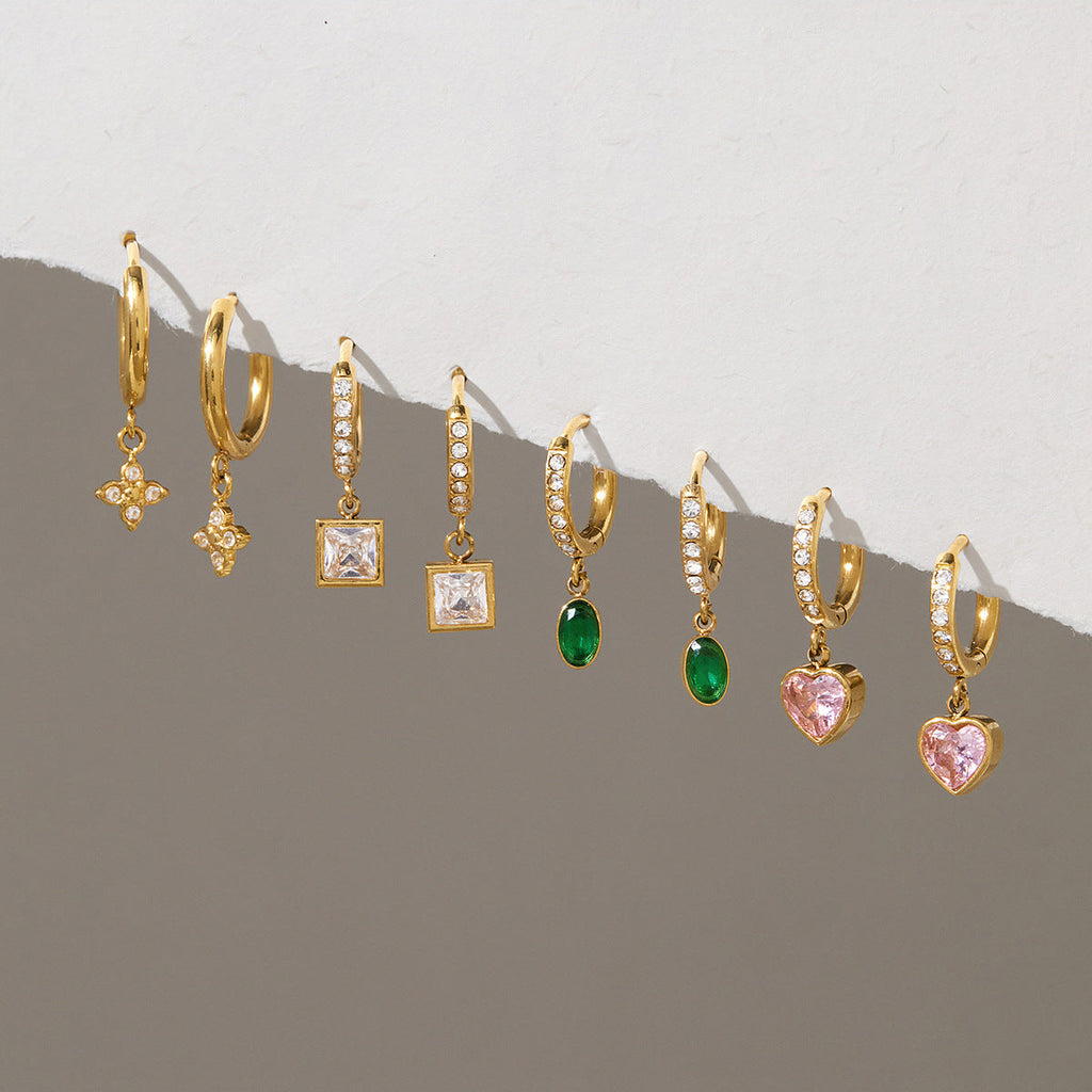 Cubic Zirconia Teardrop Hoop Earrings — earrings, view 2