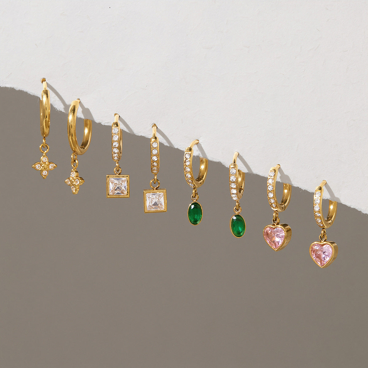 Cubic Zirconia Teardrop Hoop Earrings — earrings, view 2