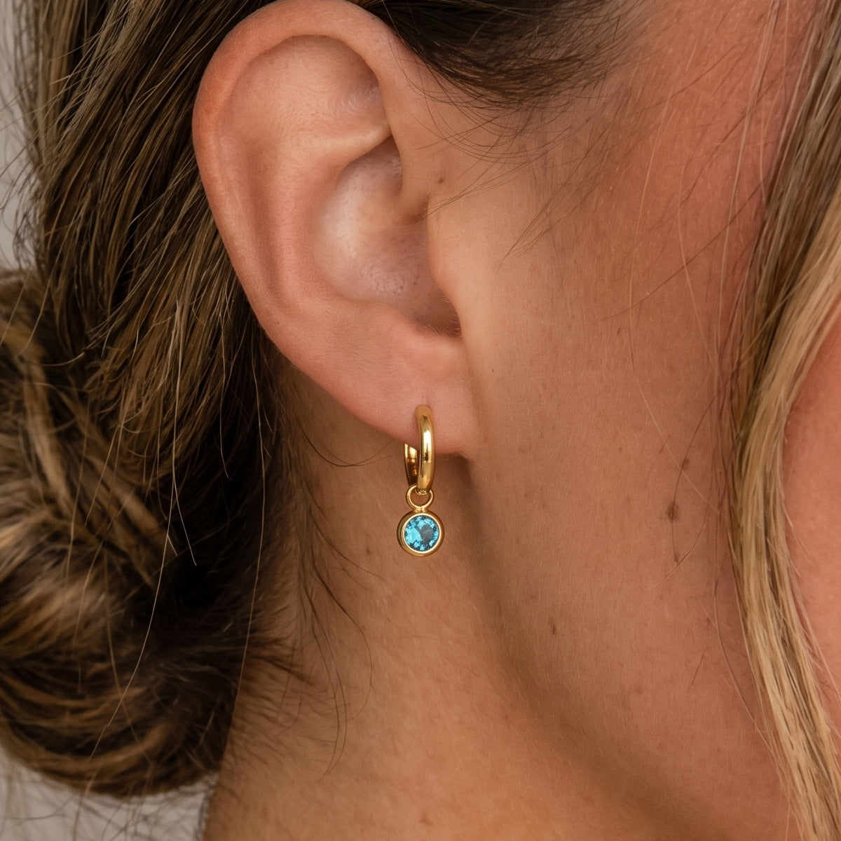 Cubic Zirconia Teardrop Hoop Earrings — earrings, view 4