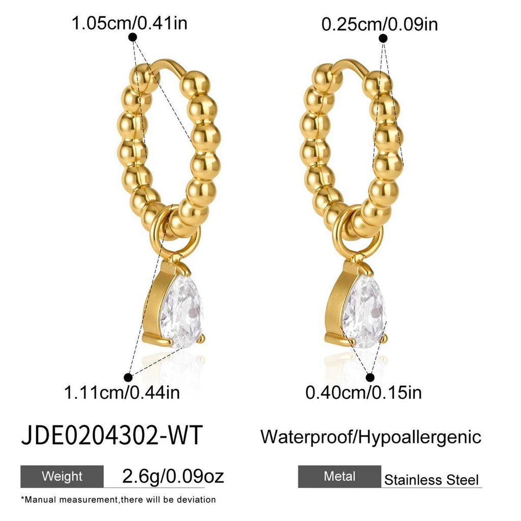 Cubic Zirconia Teardrop Hoop Earrings — earrings, view 6