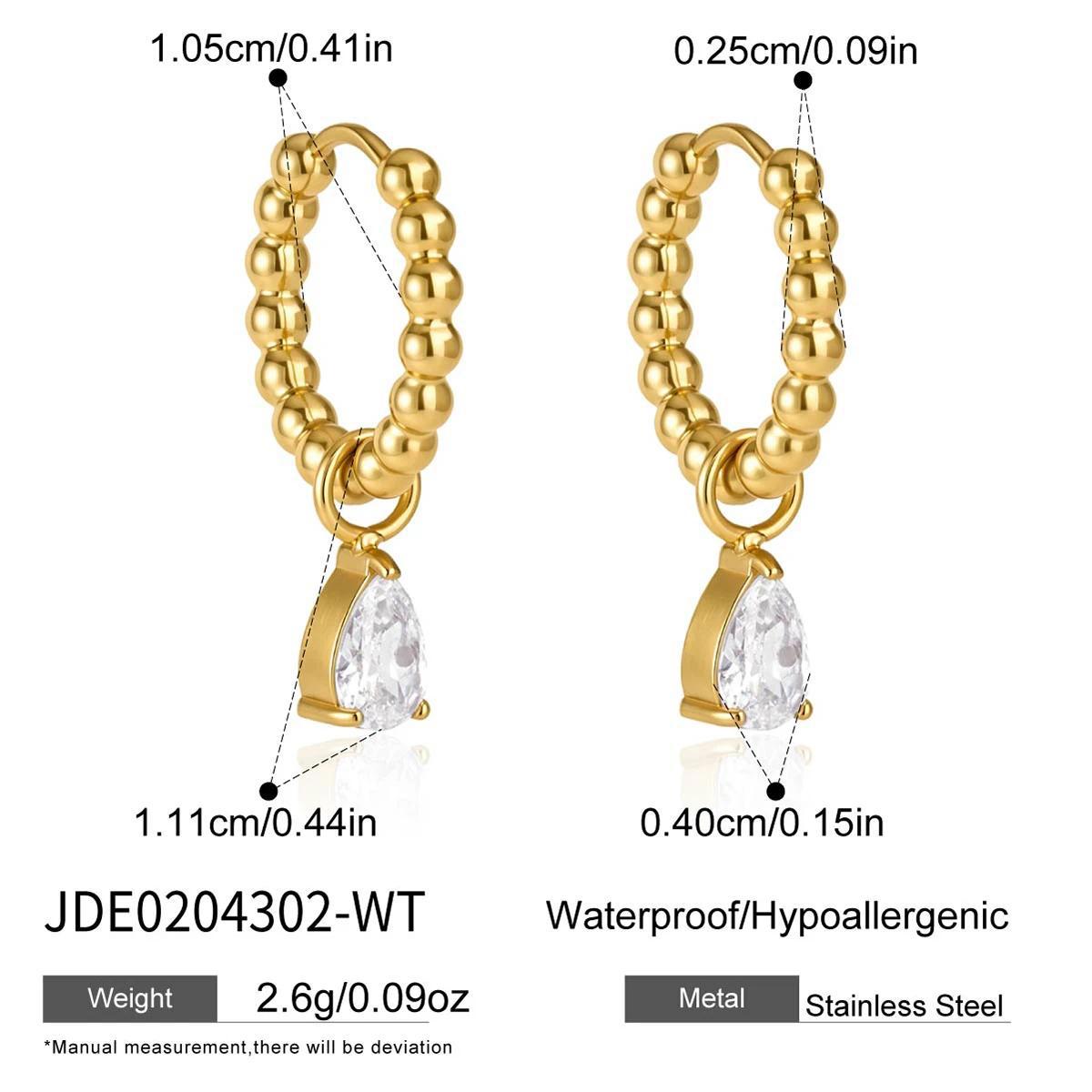 Cubic Zirconia Teardrop Hoop Earrings — earrings, view 6