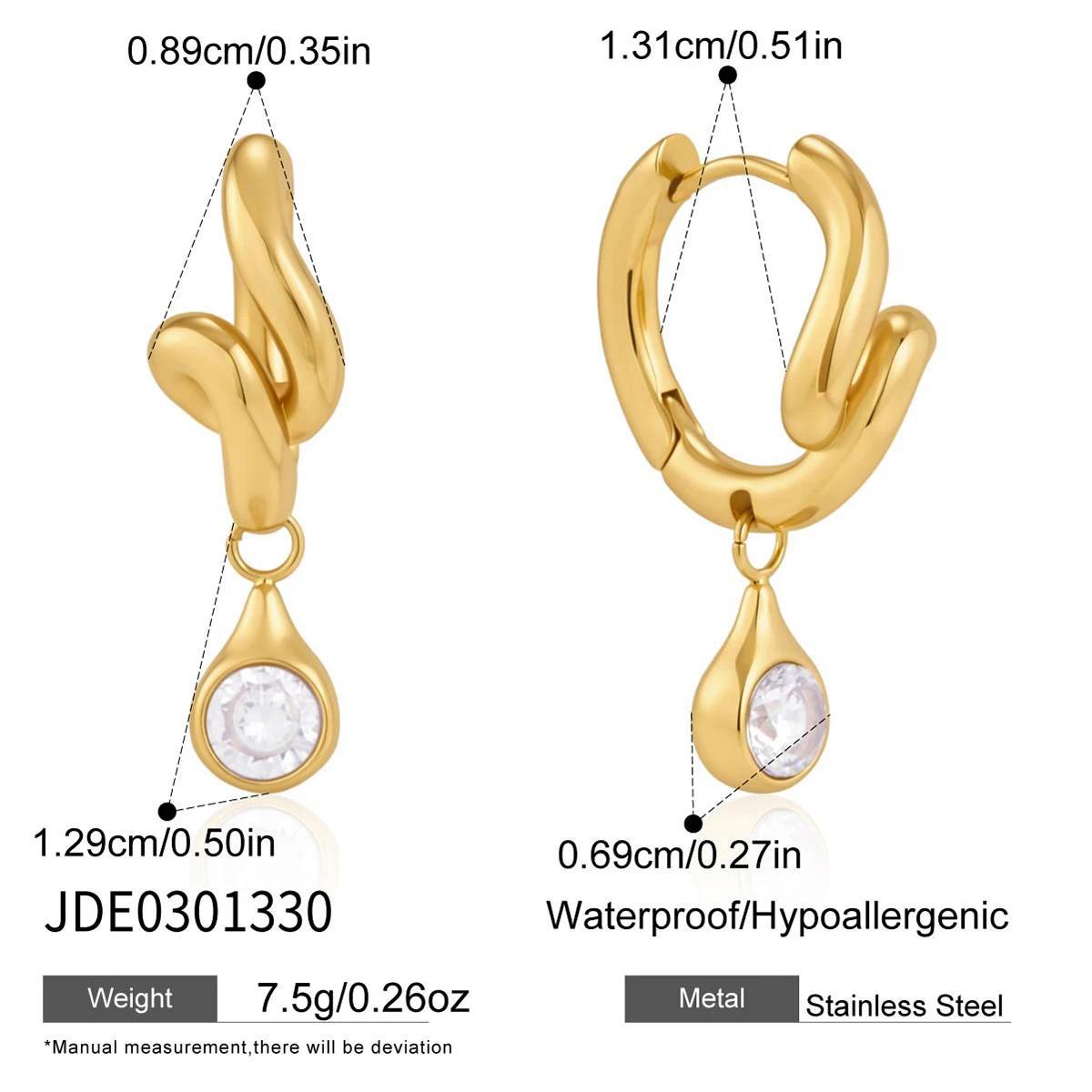 Cubic Zirconia Teardrop Hoop Earrings — earrings, view 7