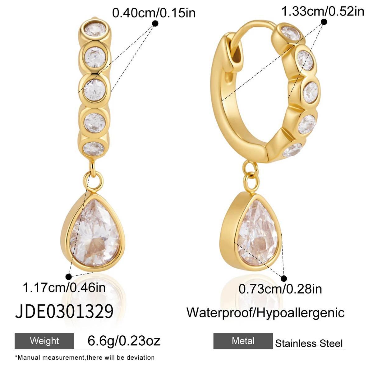 Cubic Zirconia Teardrop Hoop Earrings — earrings, view 9