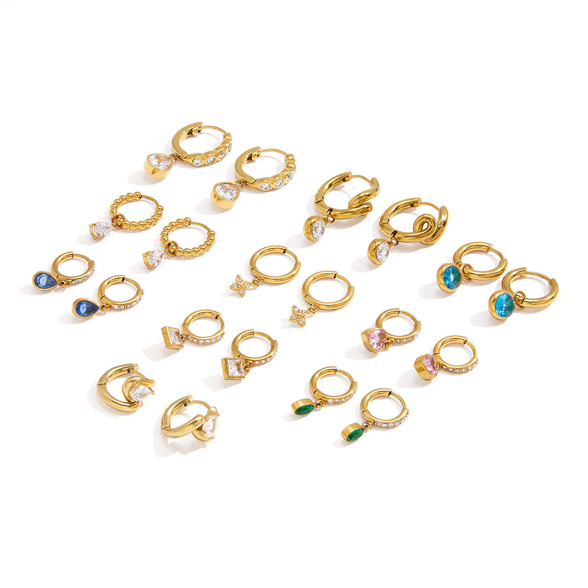 Cubic Zirconia Teardrop Hoop Earrings — earrings, view 15