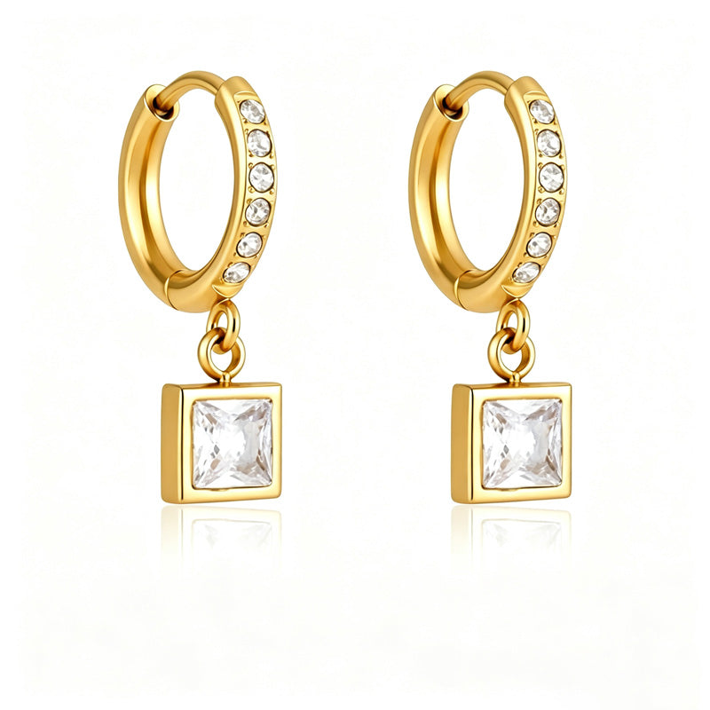 Cubic Zirconia Teardrop Hoop Earrings — earrings, view 16