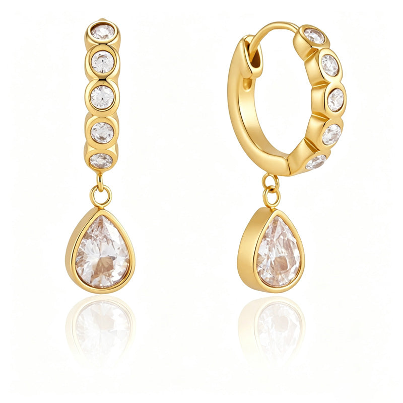 Cubic Zirconia Teardrop Hoop Earrings — earrings, view 19