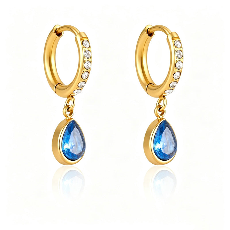 Cubic Zirconia Teardrop Hoop Earrings — earrings, view 20