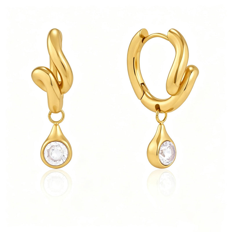 Cubic Zirconia Teardrop Hoop Earrings — earrings, view 21