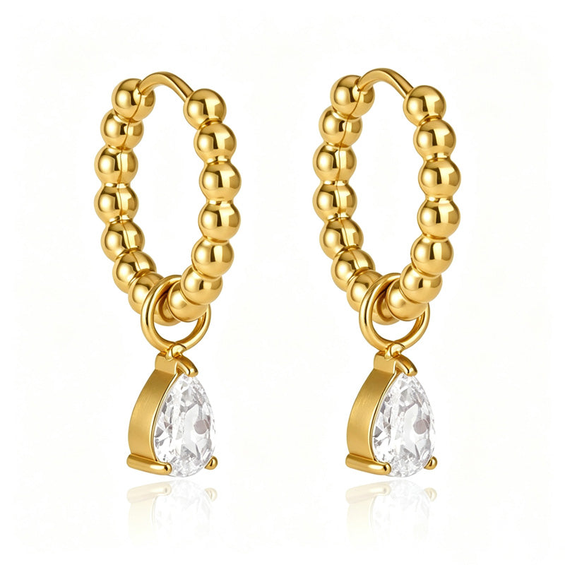 Cubic Zirconia Teardrop Hoop Earrings — earrings, view 24