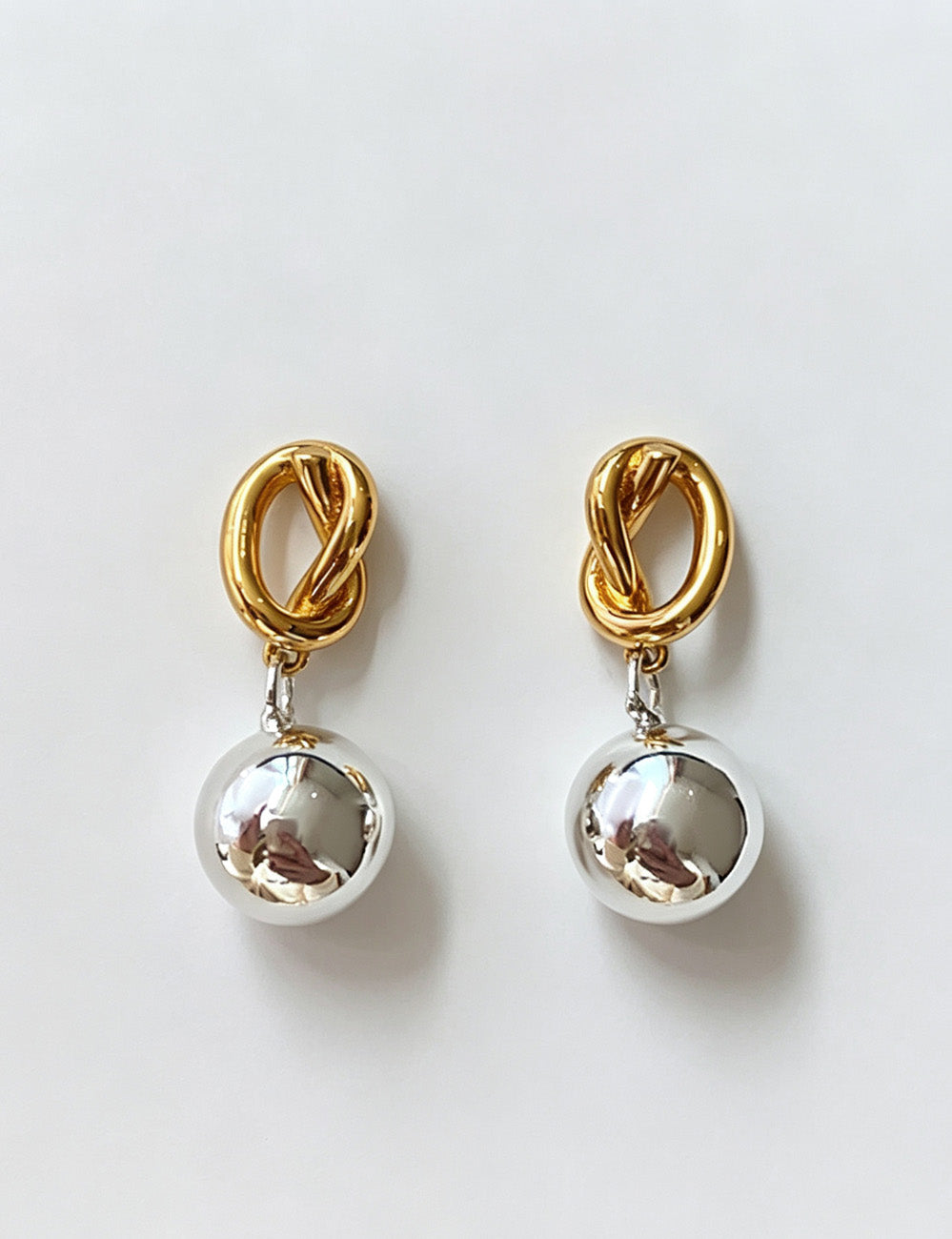 Color Contrast Ball Dangle Earrings — gold earrings
