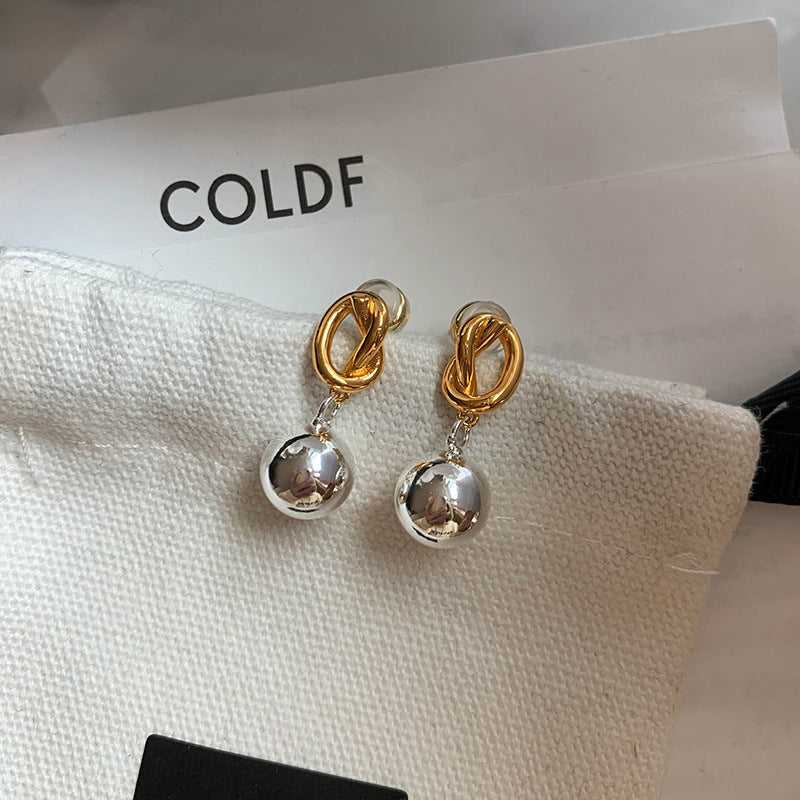 Color Contrast Ball Dangle Earrings — gold earrings, view 4