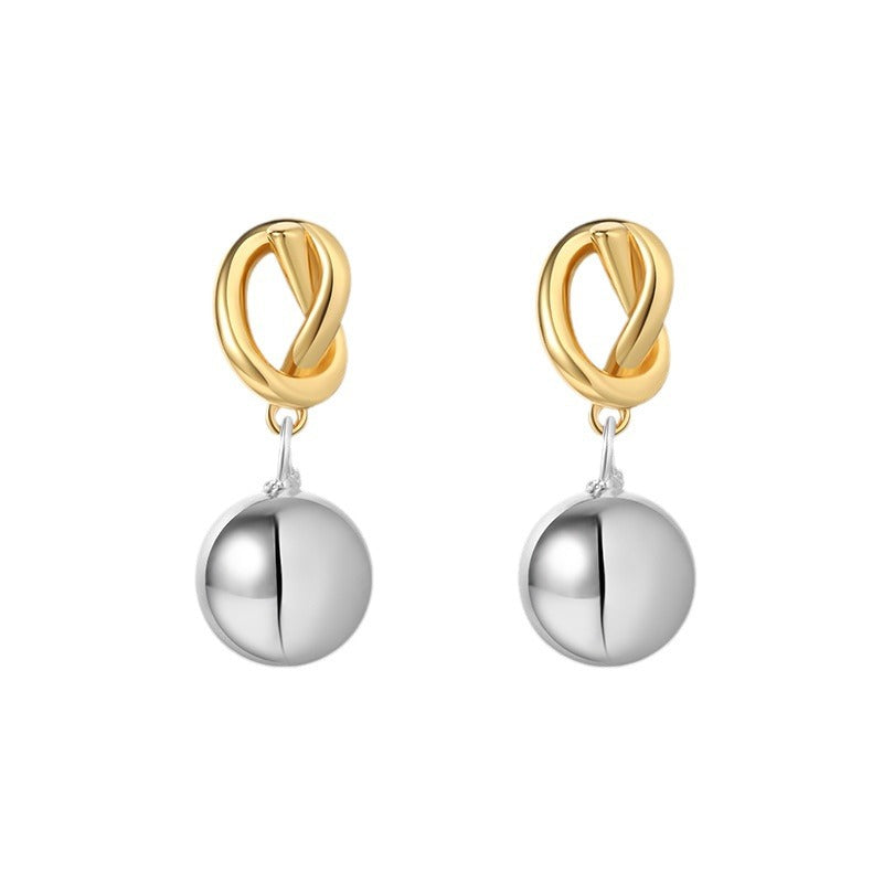 Color Contrast Ball Dangle Earrings — gold earrings, view 5