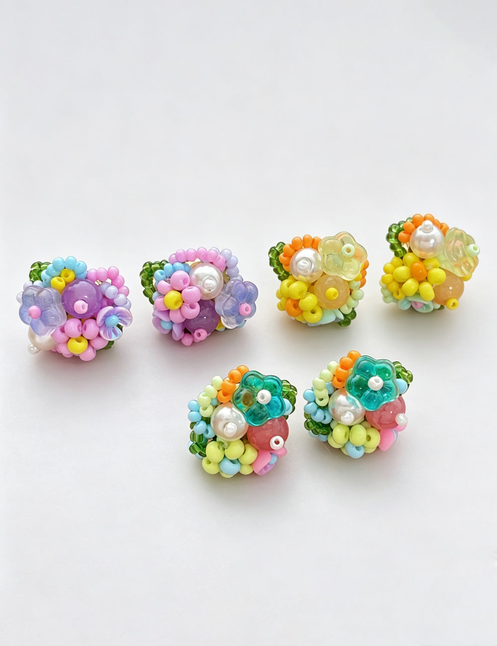Beaded Flower Stud Earrings — earrings