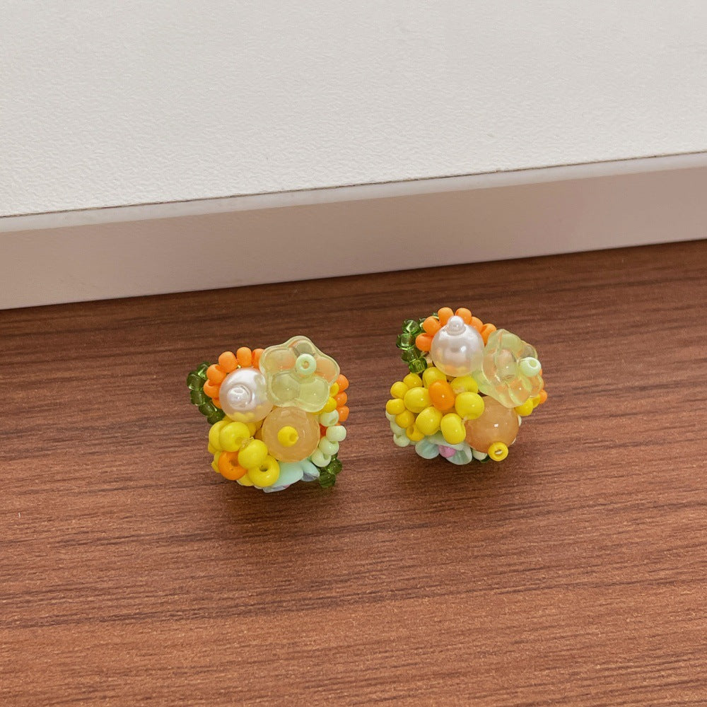 Beaded Flower Stud Earrings — earrings, view 8