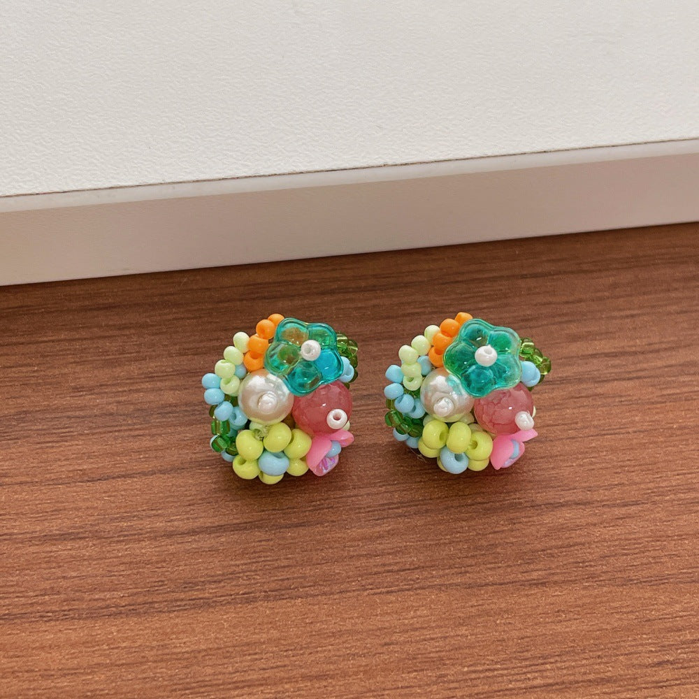 Beaded Flower Stud Earrings — earrings, view 9