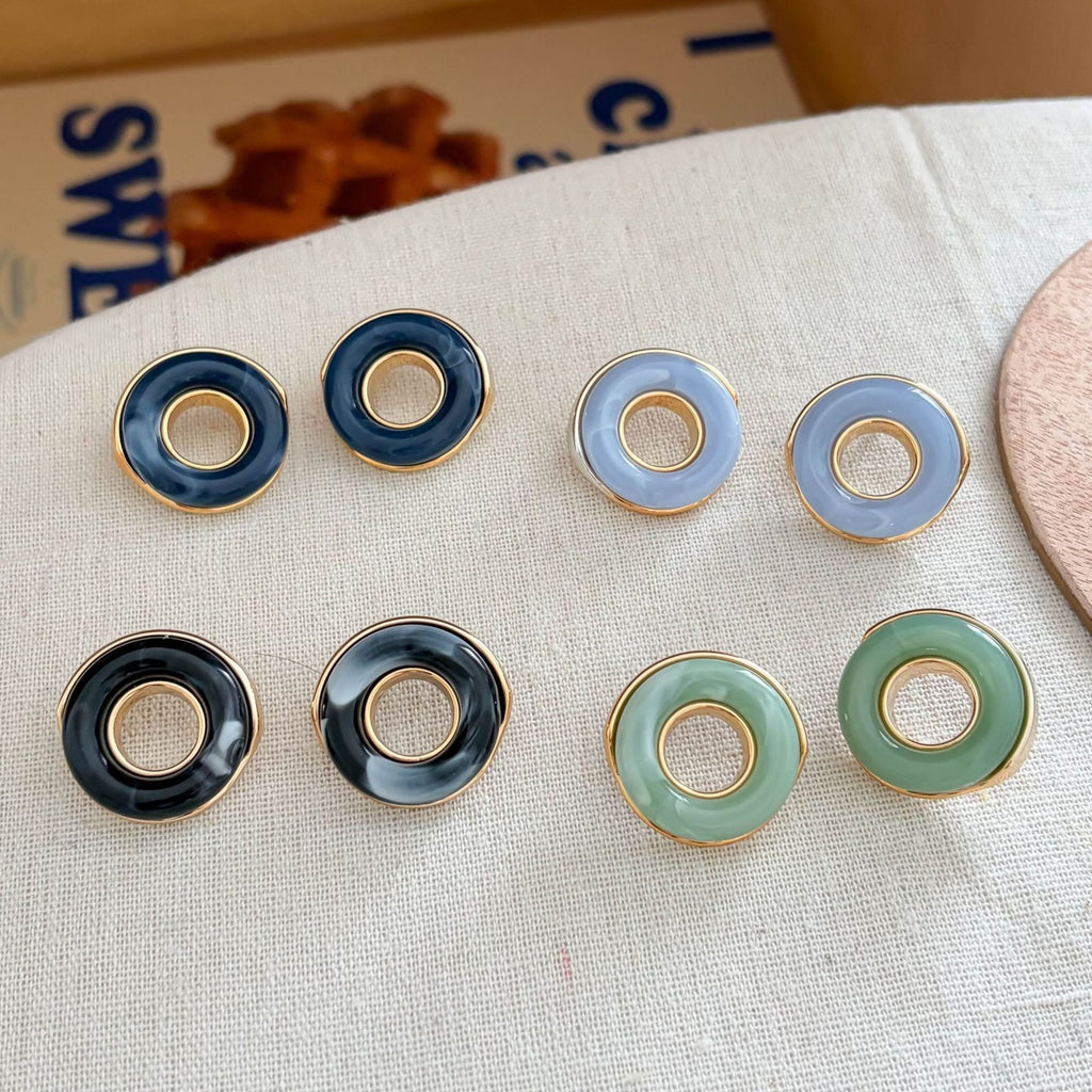Hollow-Out Round Stud Earrings — earrings, view 3