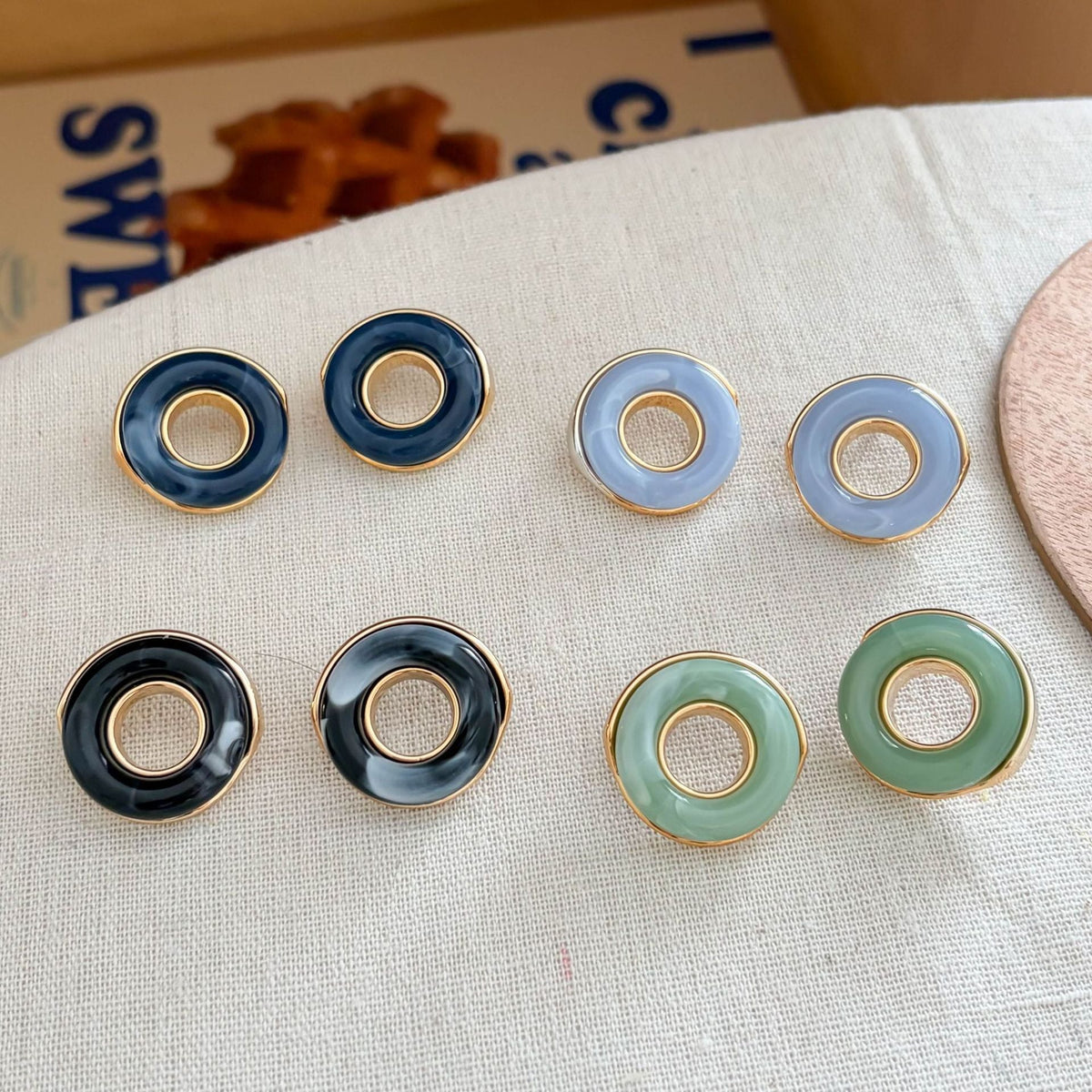 Hollow-Out Round Stud Earrings — earrings, view 3