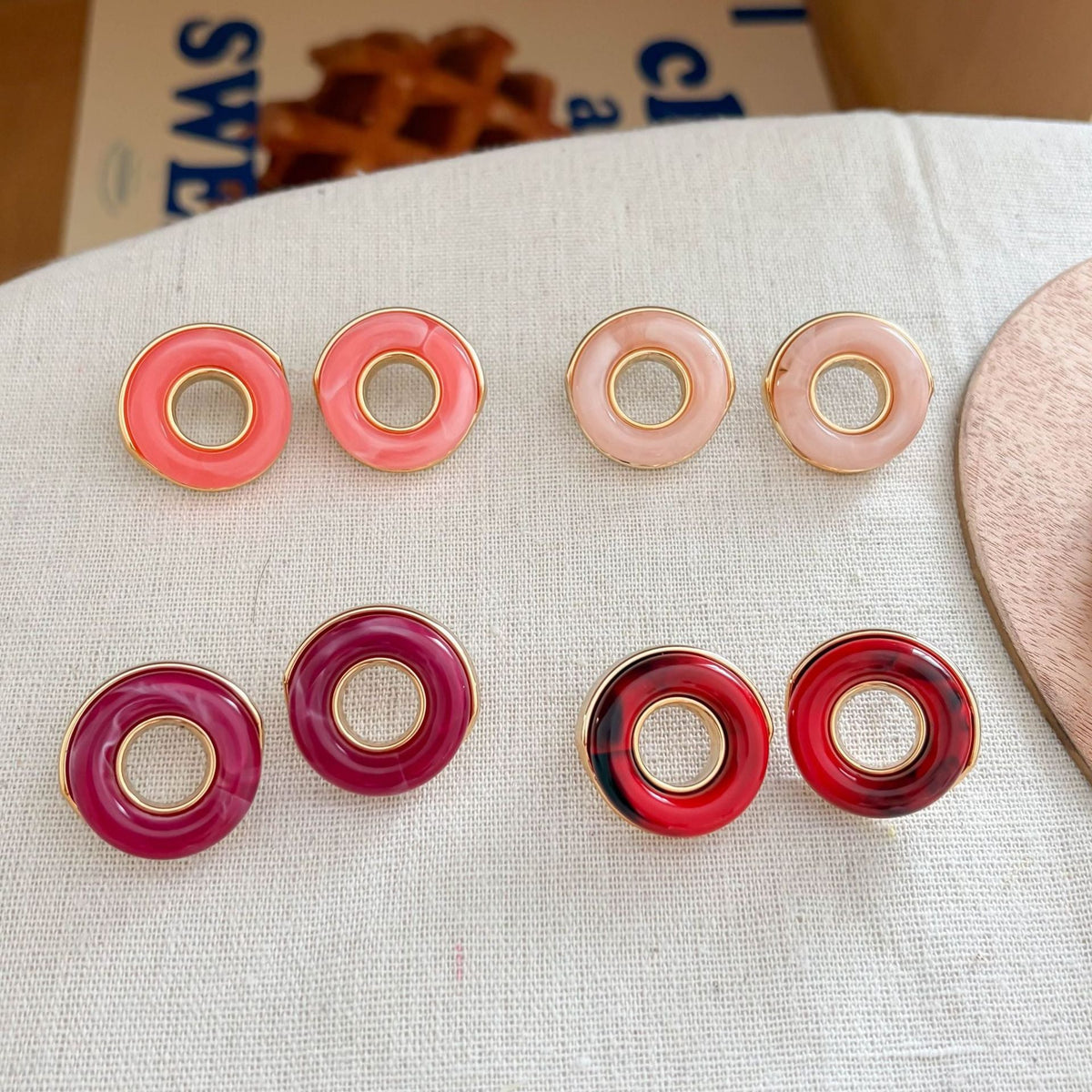 Hollow-Out Round Stud Earrings — earrings, view 4