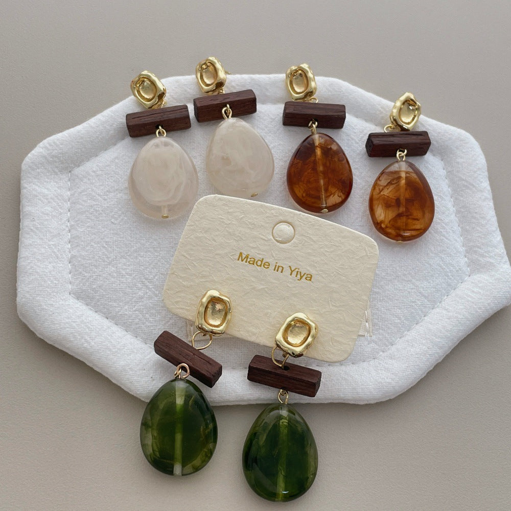 Irregular Oval Resin Drop Earrings — earrings, view 2