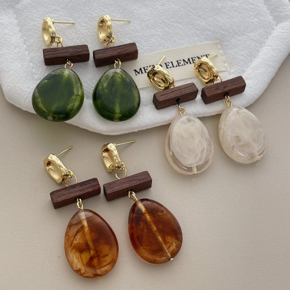 Irregular Oval Resin Drop Earrings — earrings, view 3