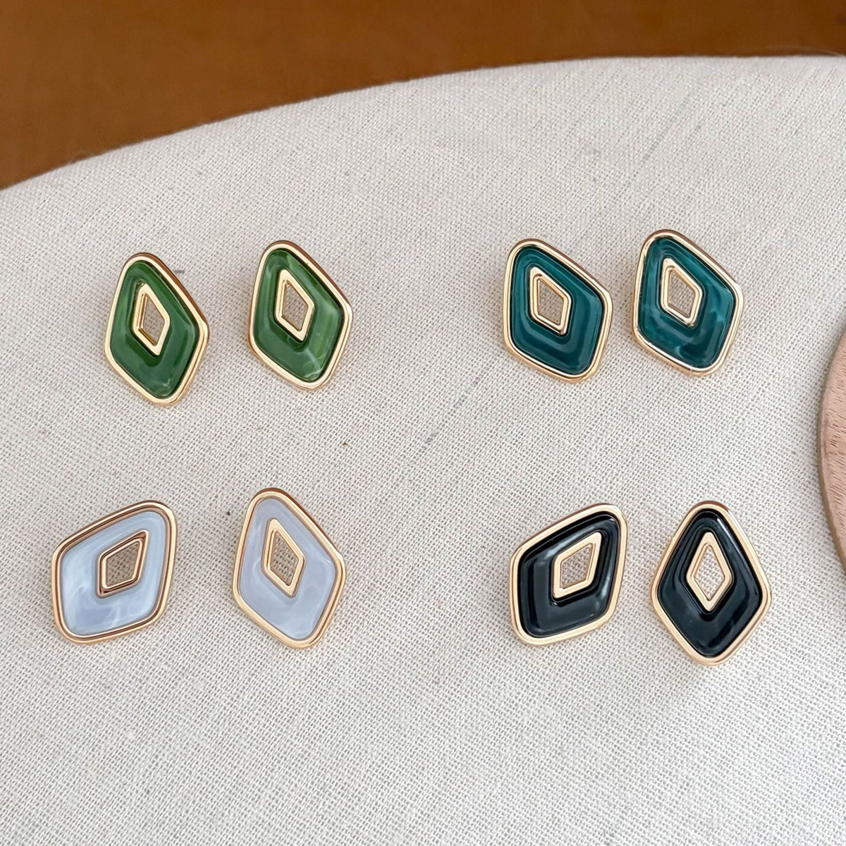 Hollow-Out Oval Acrylic Studs — earrings, view 2