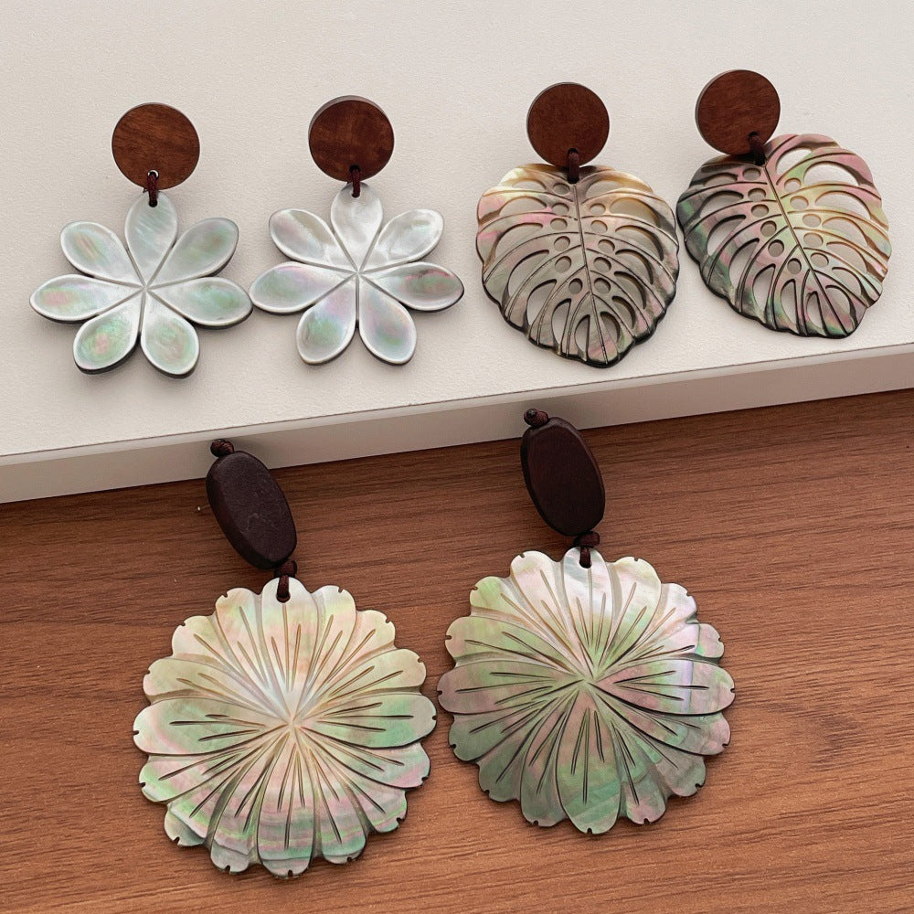 Hollow Leaf Dangle Earrings — earrings, view 3