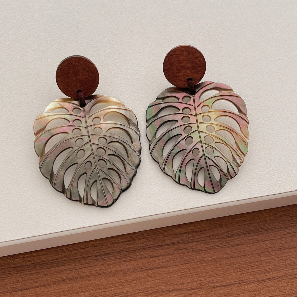 Hollow Leaf Dangle Earrings — earrings, view 4